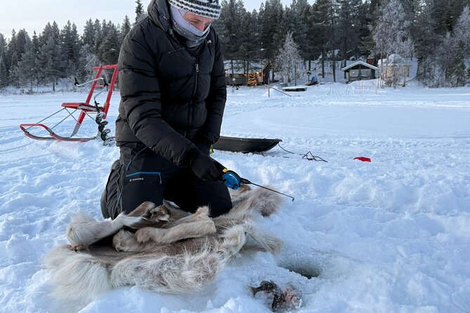 Authentic Reindeer Experience and Ice Fish with Lunch in the Wild - Ice Fishing on the Ice, The Patience Part Is the Point