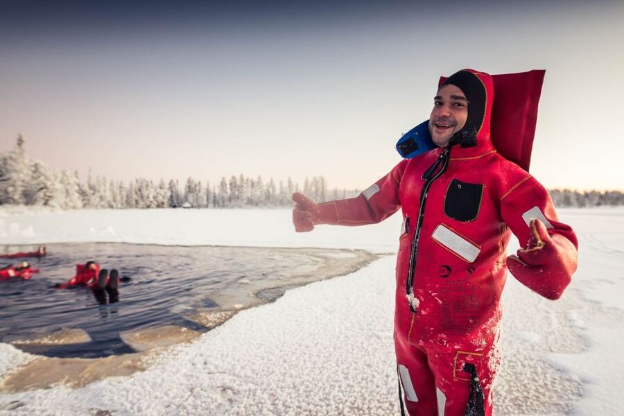 Daytime Ice Floating Rovaniemi, Frozen Lake Experience - What the Floating Suits Actually Do (and What You Still Feel)