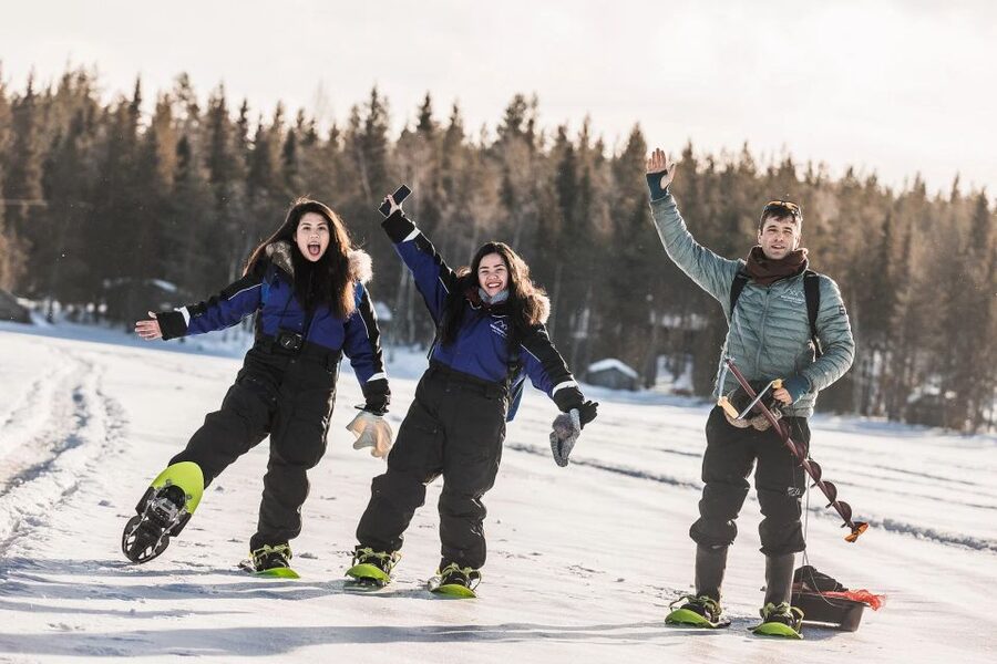 From Rovaniemi: Snowshoeing and Ice Fishing Tour - Getting picked up and fitted for real winter conditions