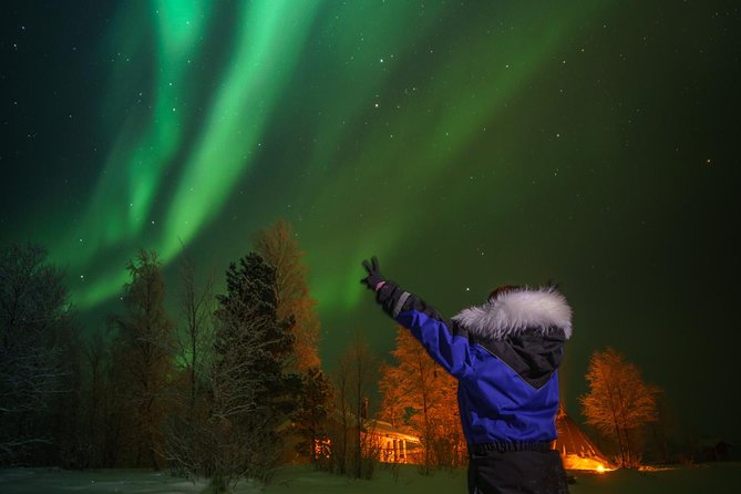 From Saariselkä: Northern lights tour to Lake Inari, incl. dinner - Crossing Lake Inari in a covered sleigh, then pausing for aurora time