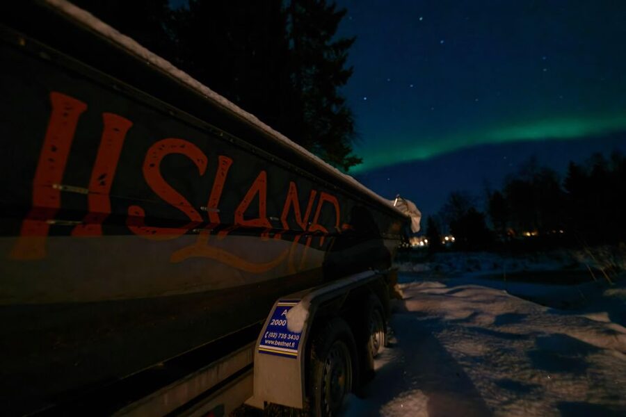 Ii: Snowmobile sleigh trip on frozen sea under starlit sky - The Fire Pit Rhythm: Hot Drinks and Warm-Up Tent Time