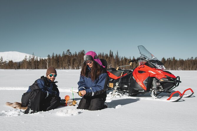 Lappish Lunch Break -Snowmobiling, ice fishing and tasty food - Safartica Check-In and Warm Gear, Before You Even Start