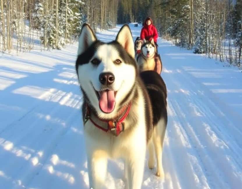 Levi: 5 Km Husky Sledding Ride in Levi - The 5 km husky sled ride: frozen lake views and pine-tree speed