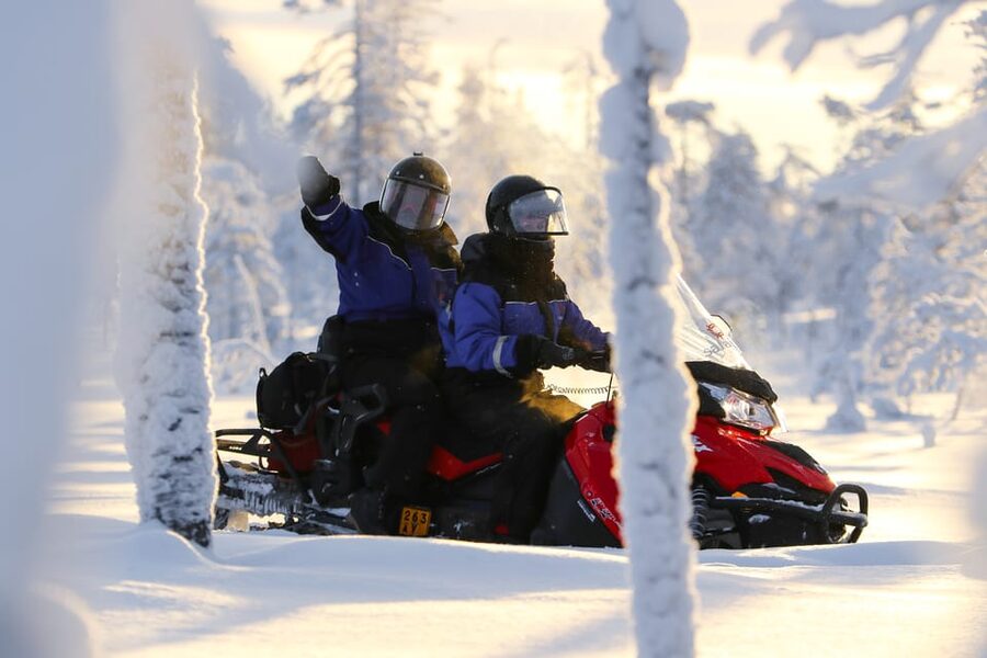 Levi: Easy Snowmobile Safari into the Nature - The Actual Route: White Forest Tracks and Frozen Water Views