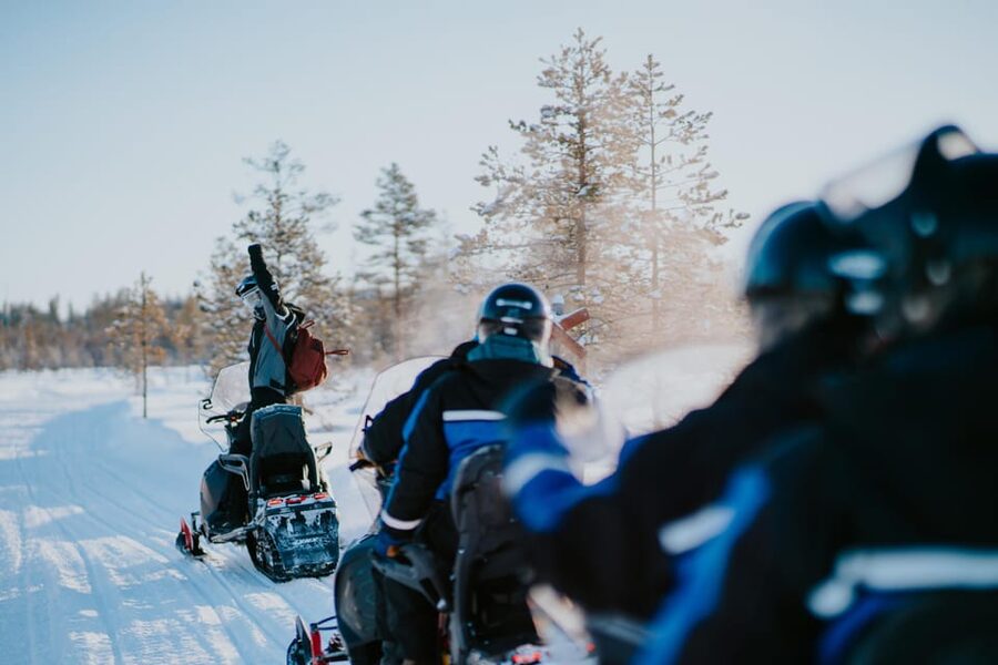 Levi: Husky and Reindeer Farm Visit with Snowmobiling - The 1-hour snowmobile safari: what it feels like in the trees