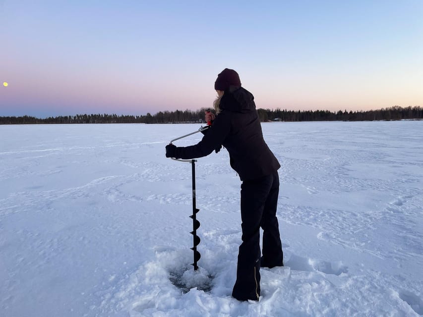 Levi: Ice Fishing Trip in a small group - Catching wild perch on a frozen lake, and how patience pays off