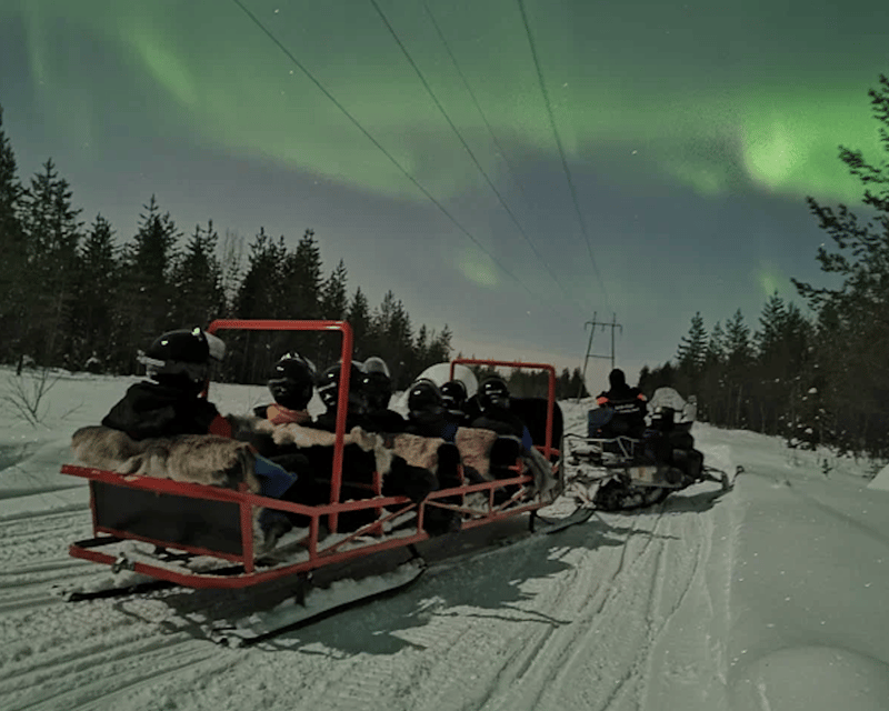 Levi: Northern Lights Sledge Ride - Northern Lights in Levi, from a sled pulled by snowmobile