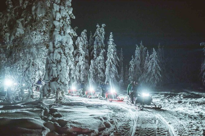 Night Snowmobile Safari, Rovaniemi - The bonfire break with hot drinks, plus a simple food moment