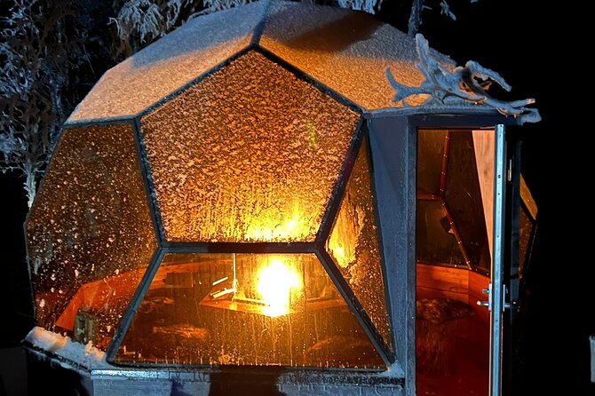 Private Glass Igloo Dinner on the Shore of Frozen Lake - Frozen Lake Aurora Hunt on Snow Scooters