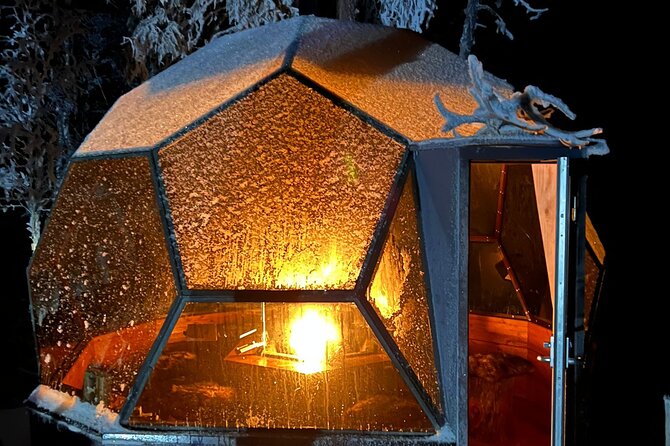 PRIVATE Glass Igloo Dinner Under Northern Lights - Pickup across all of Rovaniemi, and why that matters in winter