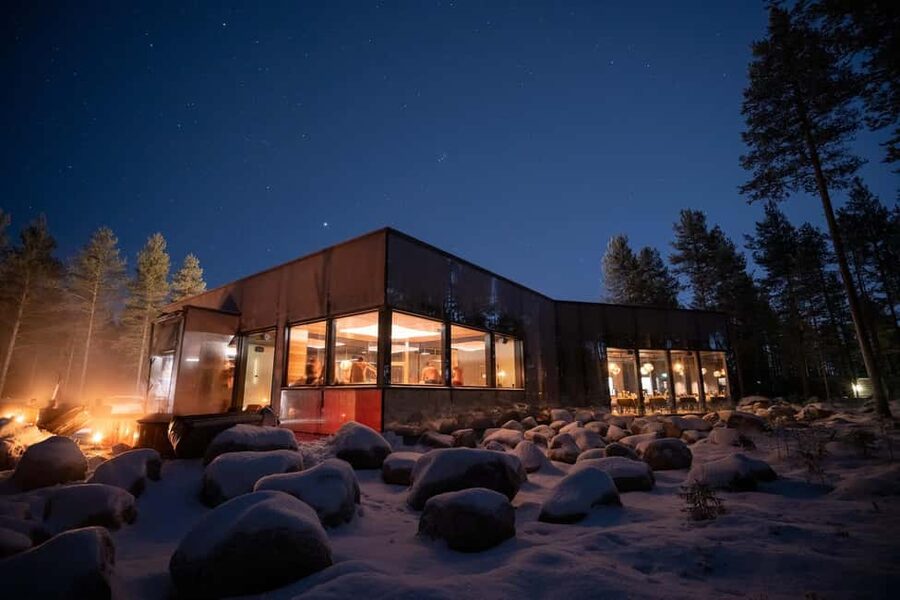 Rovaniemi: Forest Spa, Outdoor hot tubs and bathrobe dinner - Wave Sauna With Panoramic Forest Views