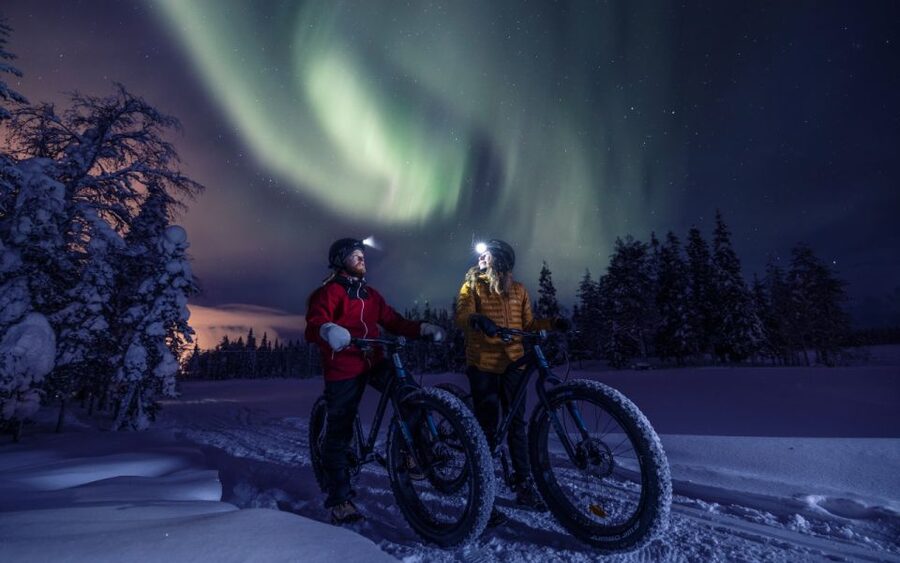 Ruka: Guided fatbike safari - The ride out: fatbike time on snowy trails around Ruka